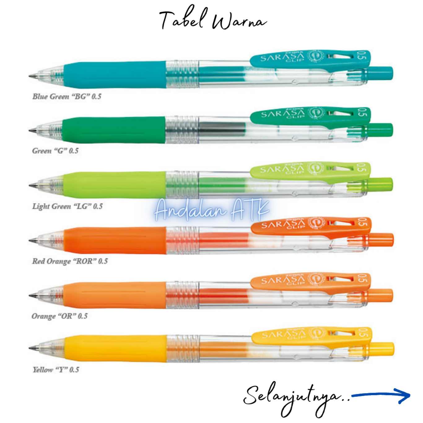 Pulpen Sarasa Clip Gell Pen Retrackable