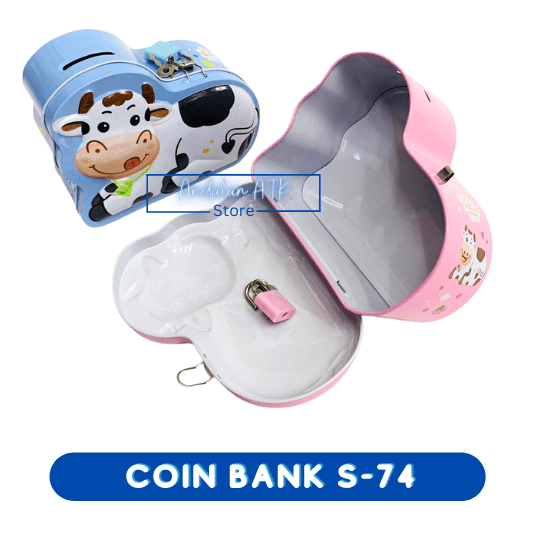 Coin Bank / Celengan Anak Kunci Gembok Karakter Sapi S-74 Xiaolingjing