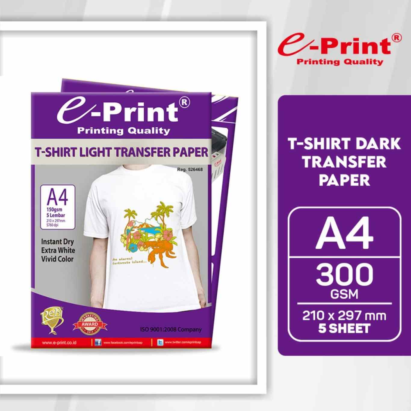 Kertas Foto E-Print Light T-Shirt Transfer Paper 150gsm / Kertas Sablon Baju
