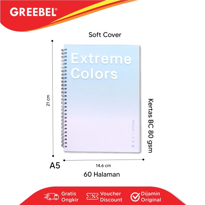 Greebel Ring Book 8060 A5 PP-5 Ukuran A5 / Buku Agenda Notebook / Buku Catatan  