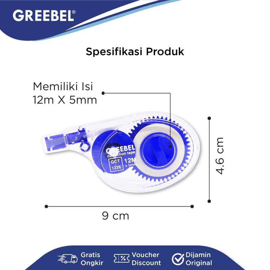 Tip Ex Kertas / Correction Tape Greebel GCT-1226  