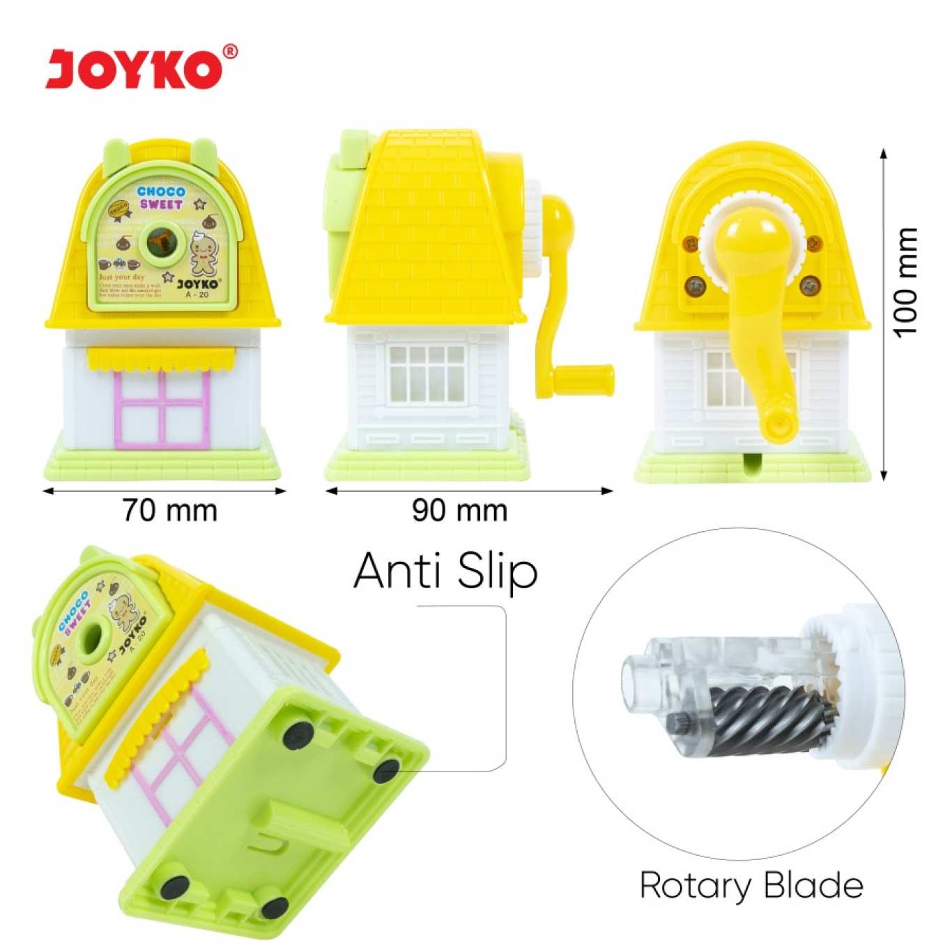 Rautan Putar Joyko A-20 Sharpener / Rautan Meja / Serutan Pensil  