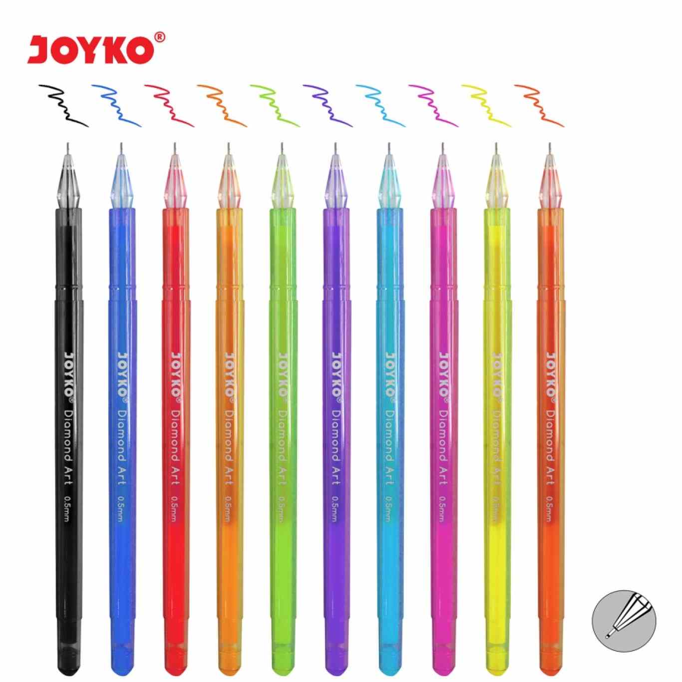 Pulpen Gel Joyko GPC-310S Diamond Art 10 Warna 0.5mm / Pulpen Joyko SET  