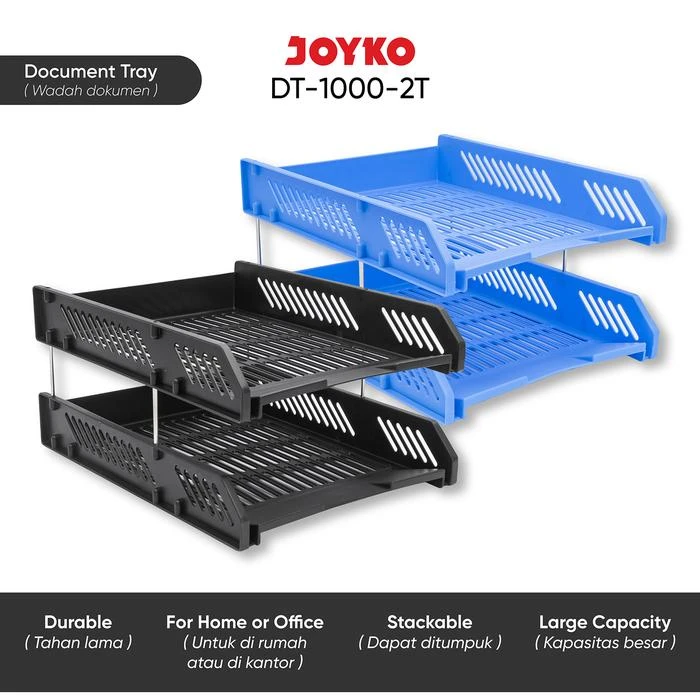 Document Tray Joyko DT-1000 2 Susun Hitam dan Biru / File Tray