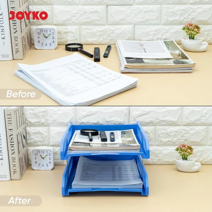 Document Tray Joyko DT-1000 2 Susun Hitam dan Biru / File Tray