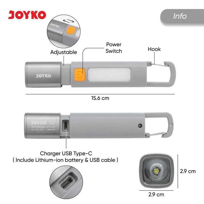 LED Flashlight / Senter LED FL-96 Joyko Rechargeable