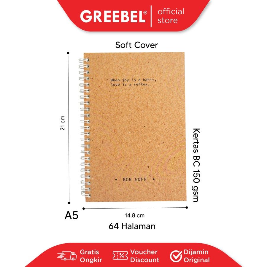 Greebel Ring Book 8064 A5O 37 Ukuran A5 / Buku Agenda Notebook / Buku Catatan