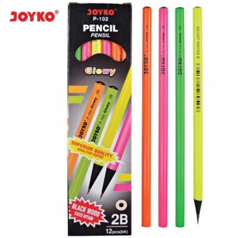 Pencil Joyko P102 / Pensil Joyko Glowy Tipe 2B Round Grip Black Wood