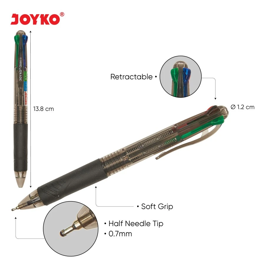 Ballpen / Pulpen Joyko BP-213 Retract Pulpen 4 Warna