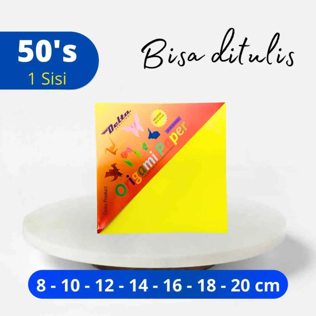 Kertas Origami Isi 50 Lbr Warna 1 sisi / Kertas Origami Delta / Bisa ditulis