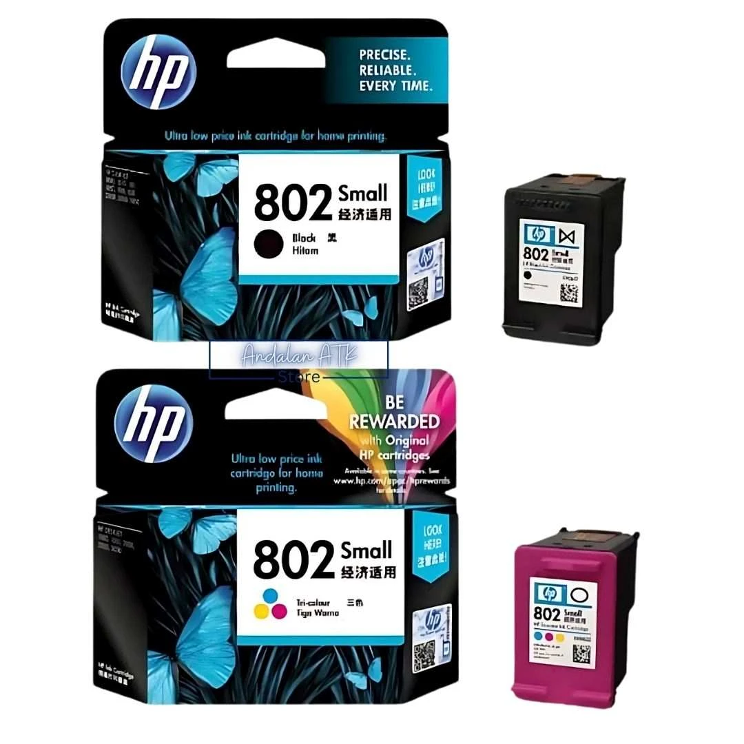 Cartridge Ink Tinta Printer HP 802 Black dan Colour Reguler Tri-Colour Warna dan Hitam Original  