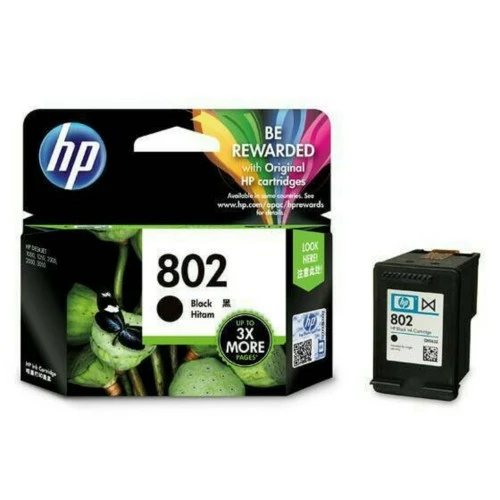 Cartridge Ink Tinta Printer HP 802 XL Black Hitam Original Asli  