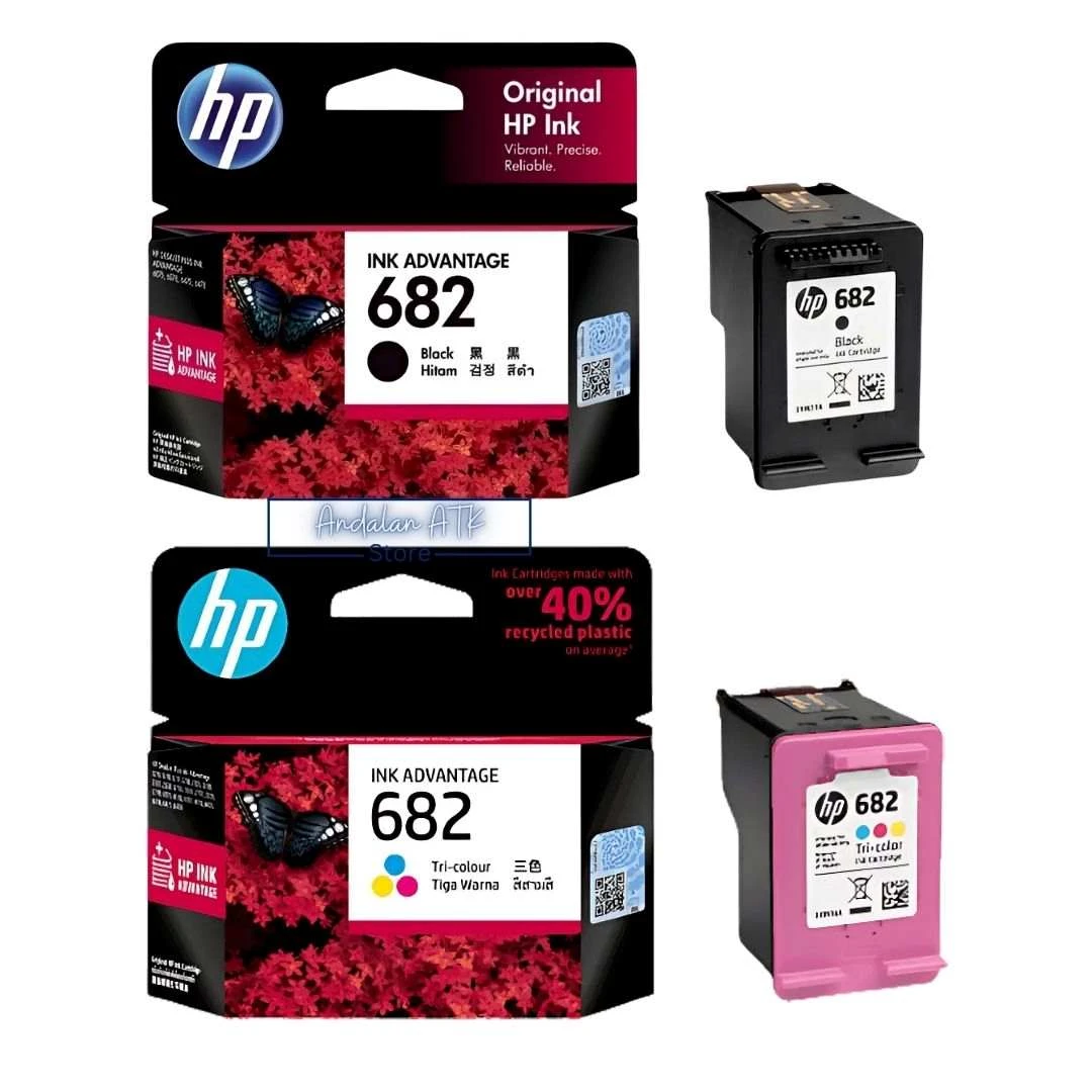 Cartridge Ink Tinta Printer HP 682 Black dan Colour Reguler Tri-Colour Warna dan Hitam Original  