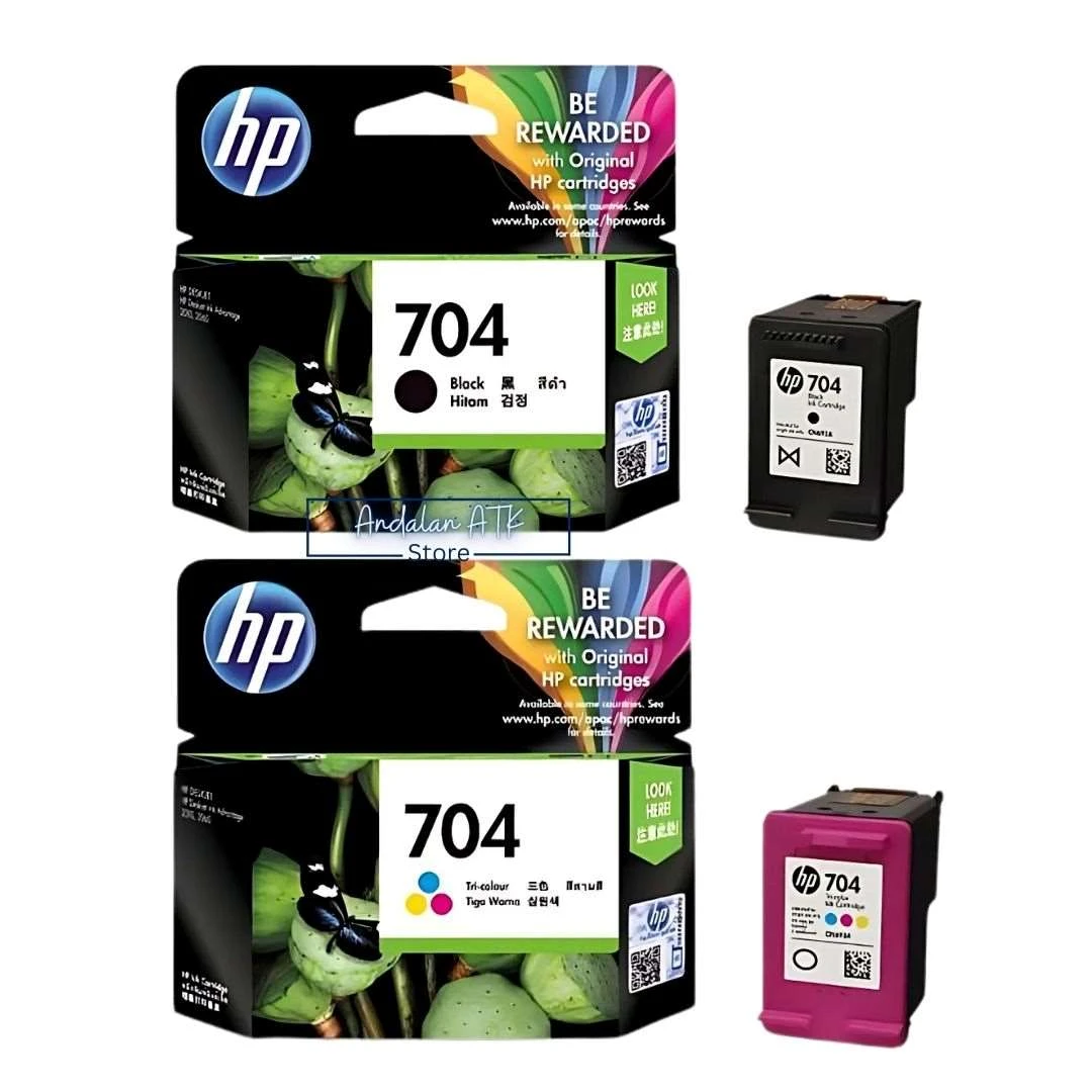 Cartridge Ink Tinta Printer HP 704 Black dan Colour Reguler Tri-Colour Warna dan Hitam Original  