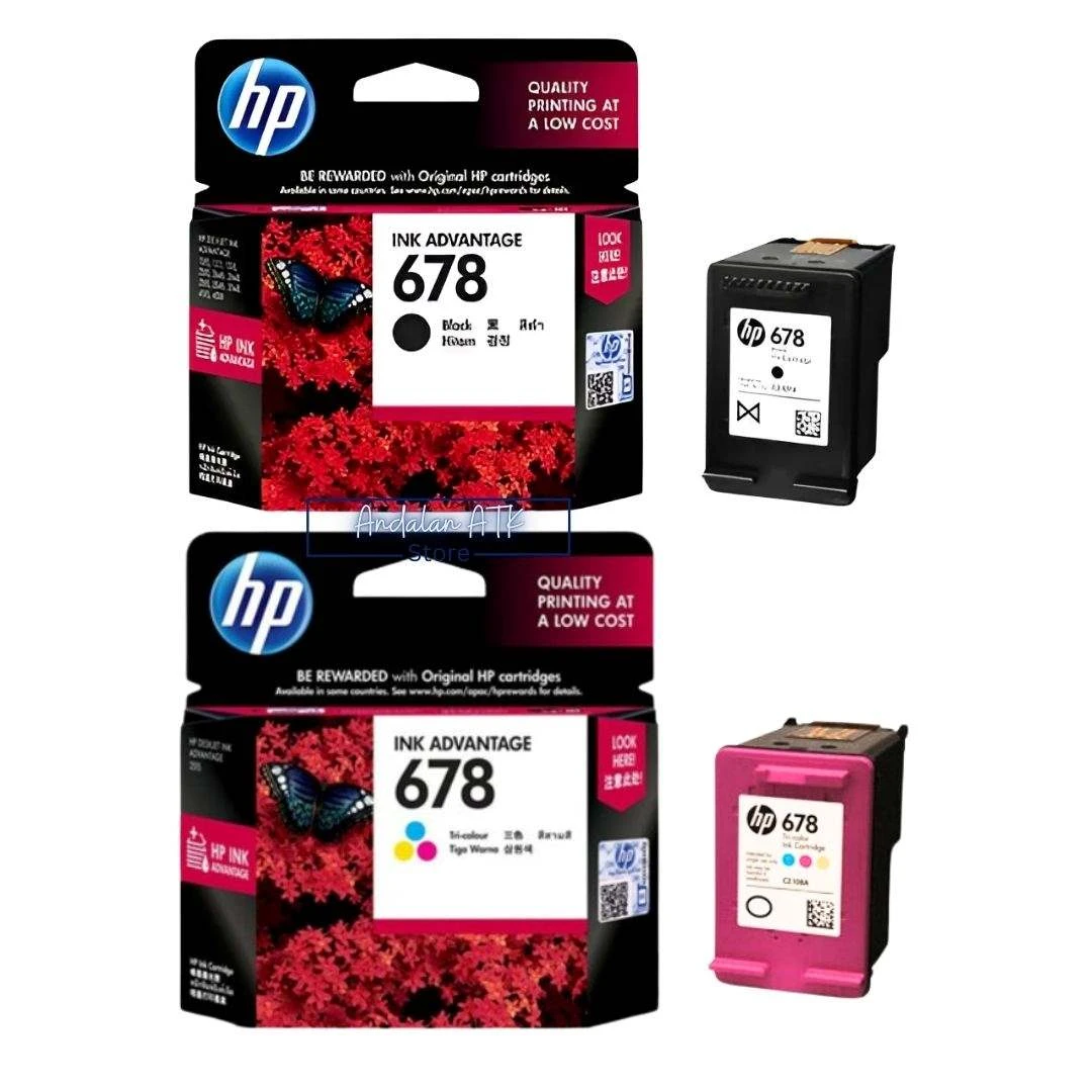 Cartridge Ink Tinta Printer HP 678 Black dan Colour Reguler Tri-Colour Warna dan Hitam Original  