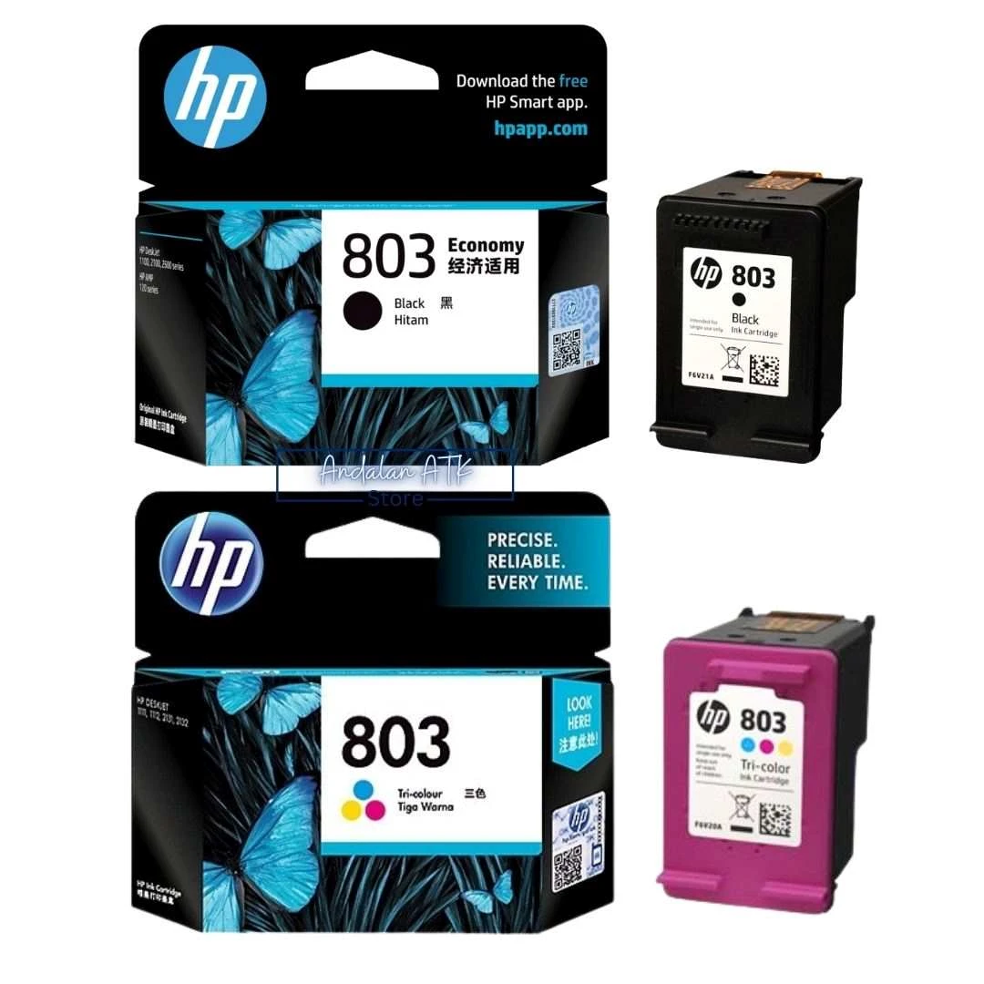 Cartridge Ink Tinta Printer HP 803 Black dan Colour Reguler Tri-Colour Warna dan Hitam Original  