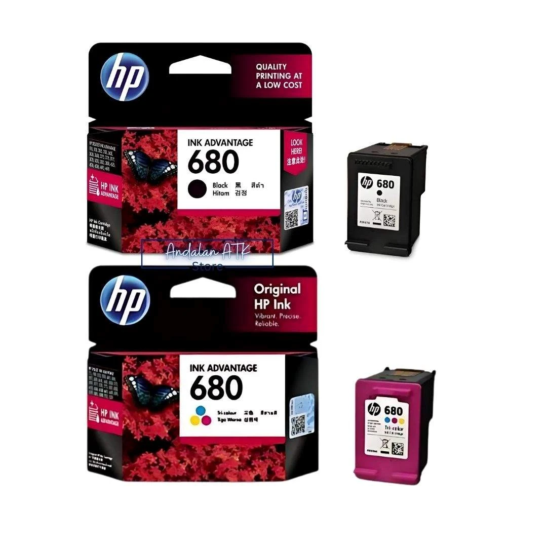 Cartridge Ink Tinta Printer HP 680 Black dan Colour Reguler Tri-Colour Warna dan Hitam Original  