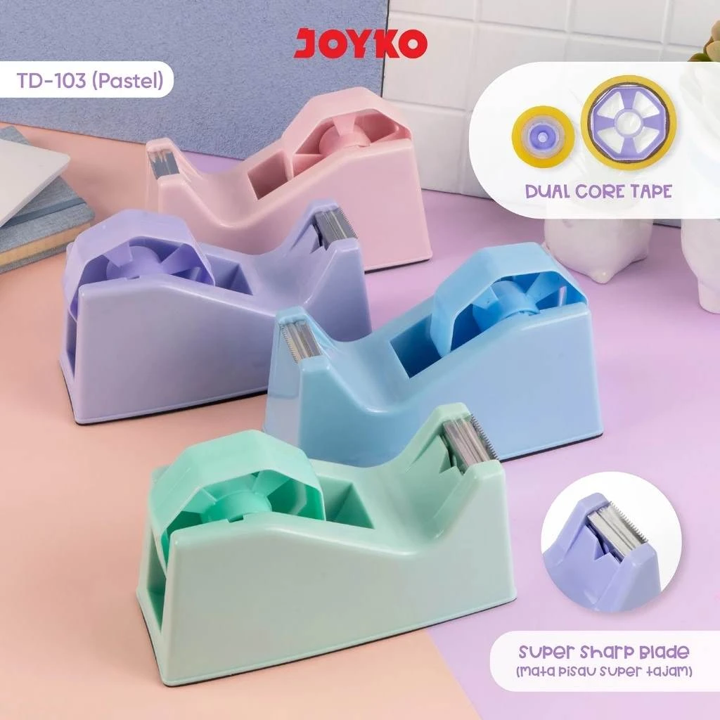 Pemotong Lakban Tape Dispenser Joyko TD-103 Pastel Dual Core  