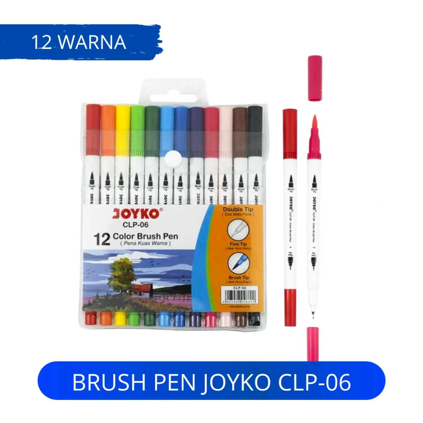 Brush Pen Joyko CLP-06 Isi 12 Warna / Dual Brush Pen / Pena Kuas
