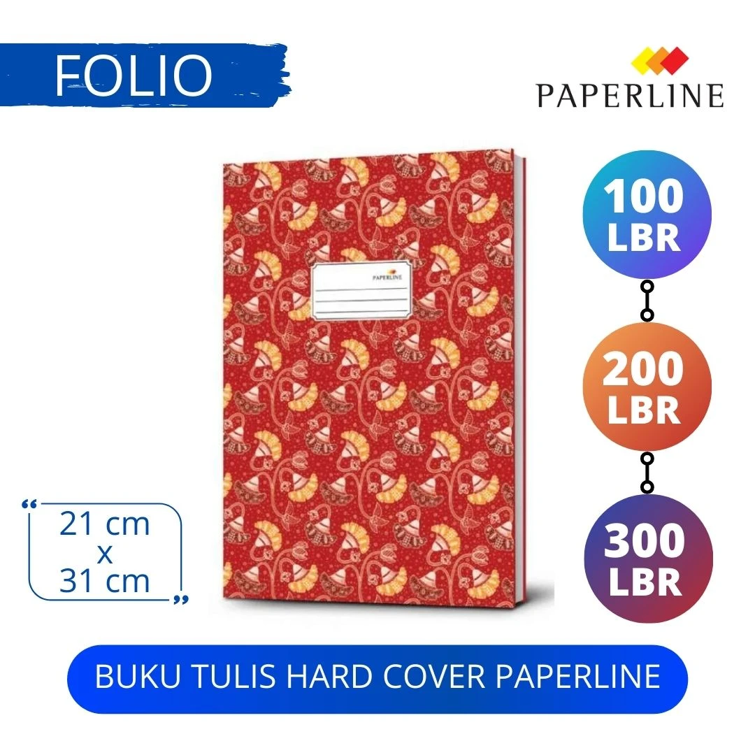 Buku Tulis Hard Cover Paperline Ukuran Folio / F4 Isi 100 Lbr, 200 Lbr dan 300 Lbr / Hardcover / Buku Jurnal