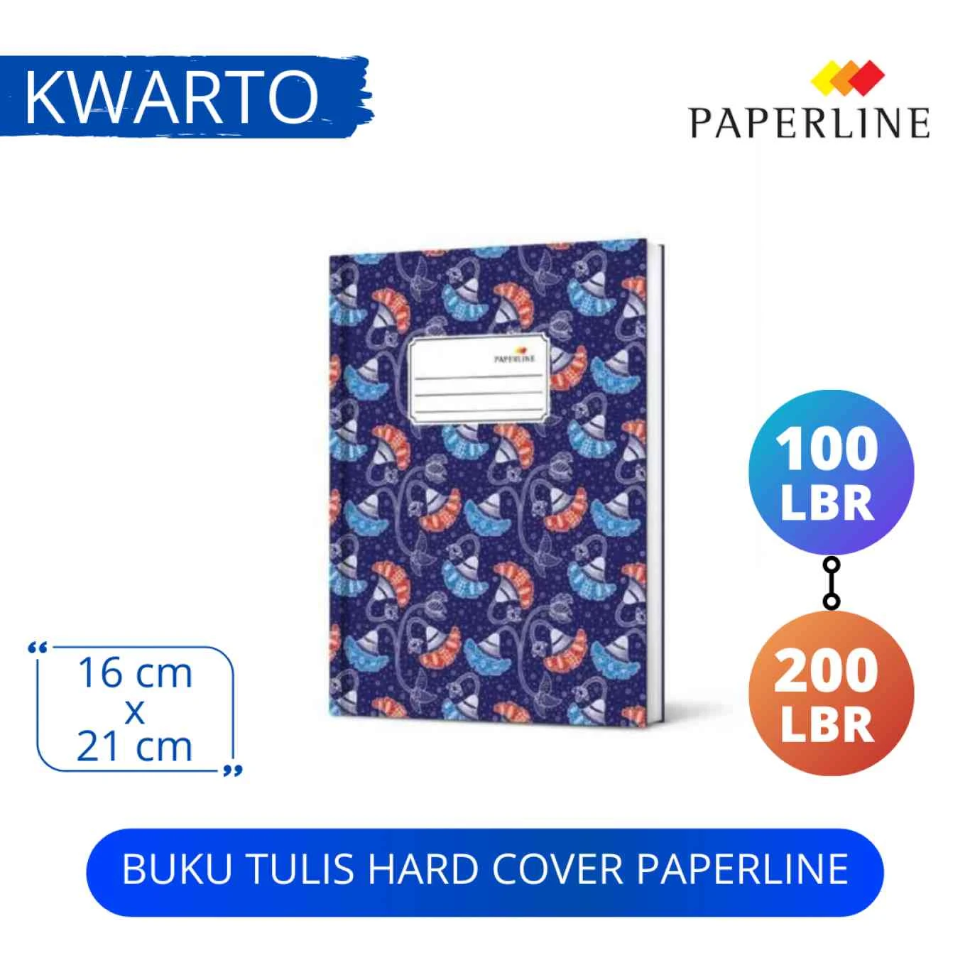 Buku Tulis Hard Cover Paperline Ukuran Kwarto Isi 100 Lembar & 200 Lembar / Hardcover / Buku Jurnal