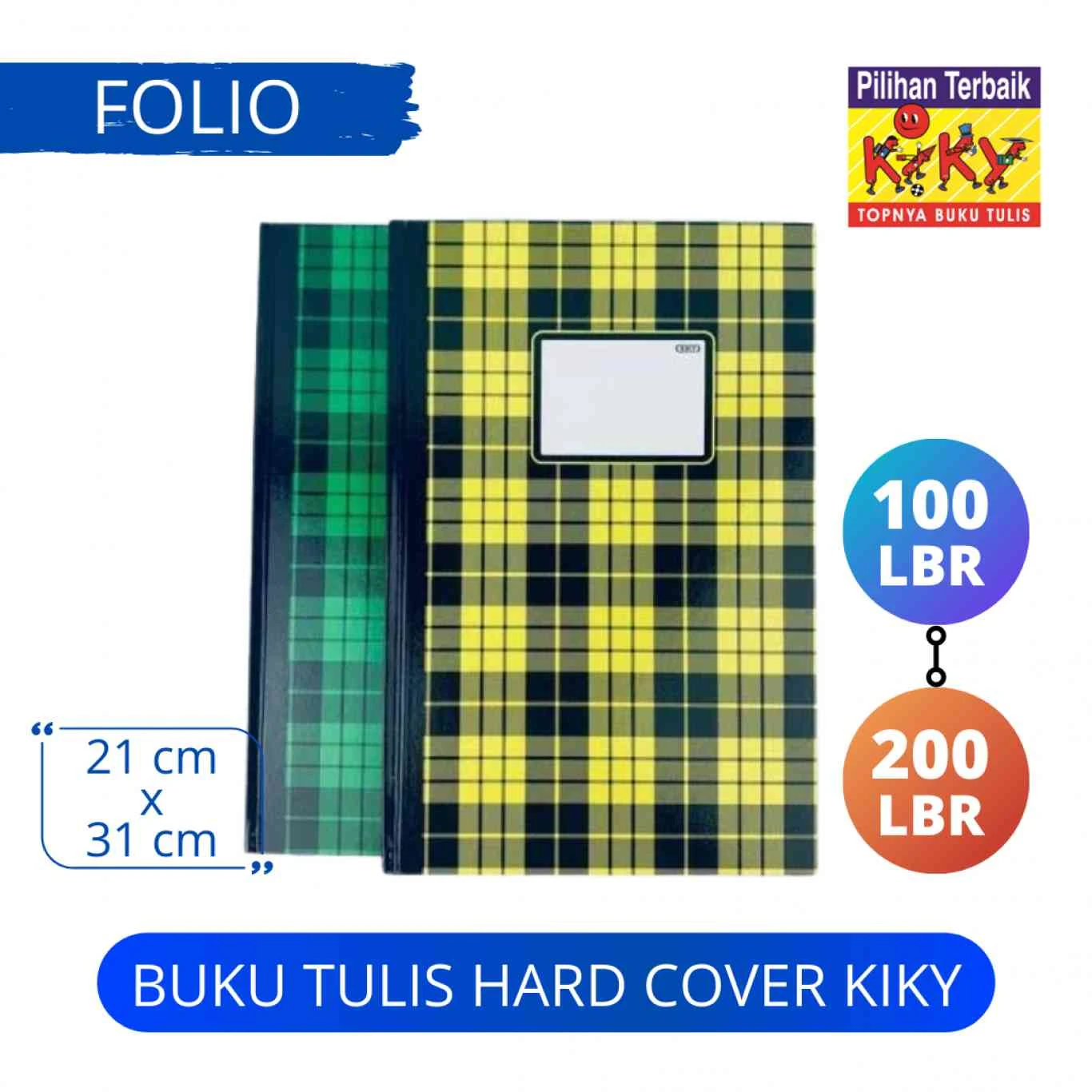 Buku Tulis Hard Cover Kiky Ukuran Folio Isi 100 Lembar & 200 Lembar / Hardcover / Buku Jurnal
