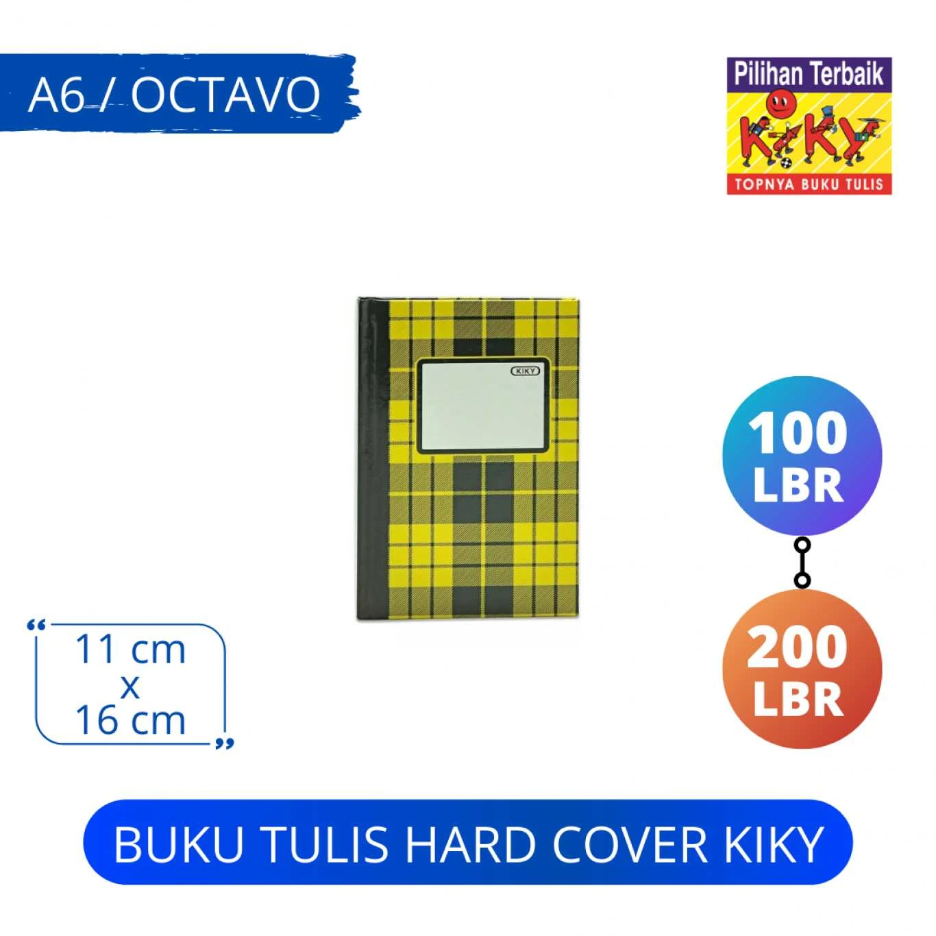 Buku Tulis Hard Cover Kiky Ukuran Oktavo / A6 Isi 100 dan 200 Lembar / Hardcover / Buku Jurnal