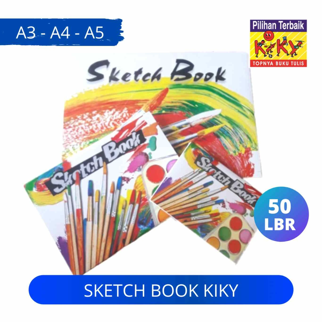 Buku Sketsa Kiky Ukuran A5, A4, A3 / Sketch Book Kiky Isi 50 Lembar  