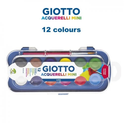 Cat Air Giotto Acquerelli Watercolor Mini 12 Warna + Kuas  