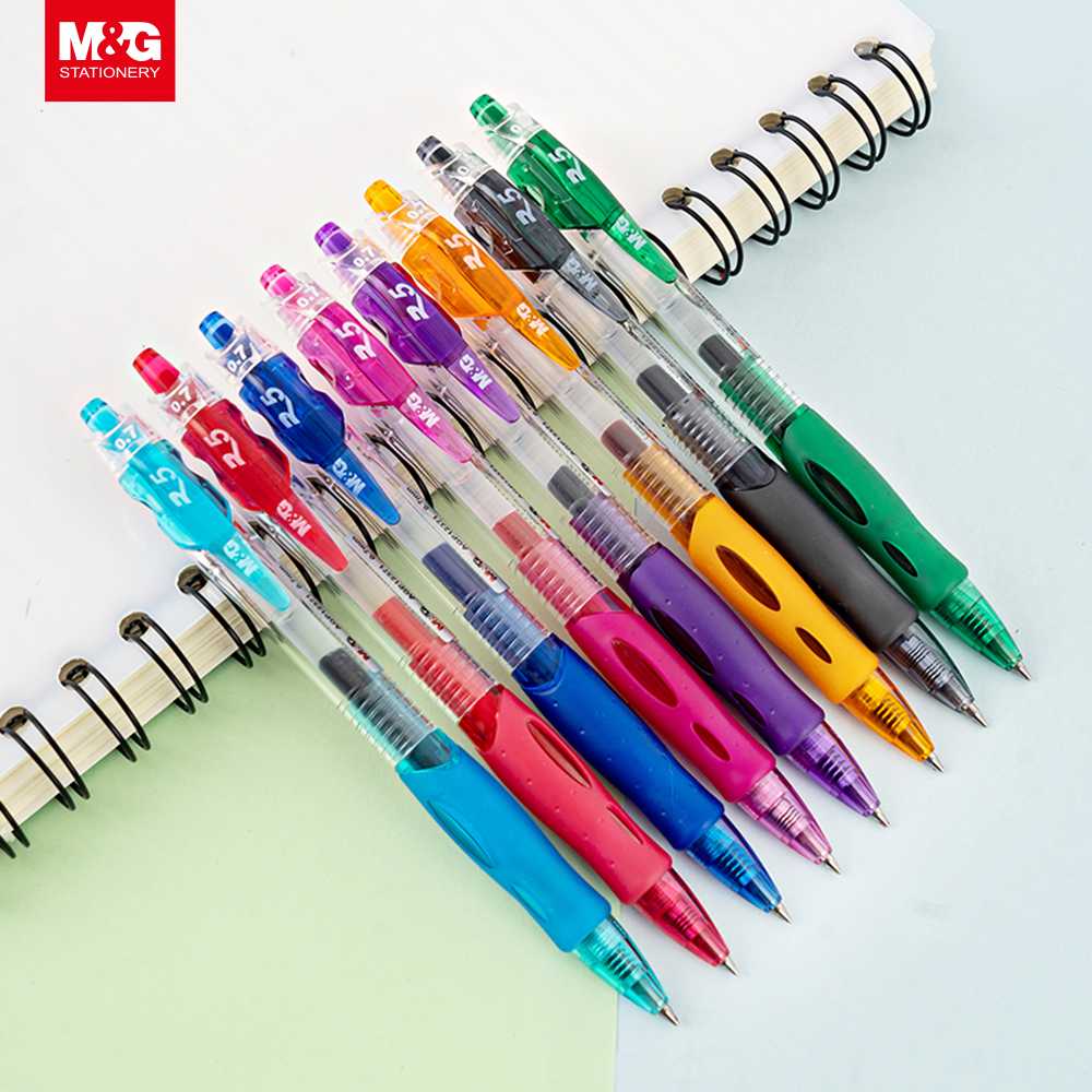 Pulpen / Ballpen Gel Pen M&G Retractable Comfort Grip 0.7 mm 8 Warna AGP12371