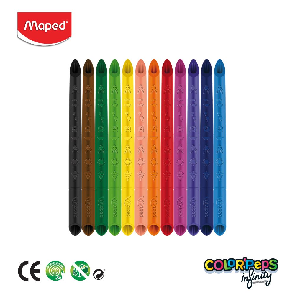 Maped Color Peps Infinity X12 CP861600 Isi 12 Warna/ Pensil Warna Tanpa Kayu