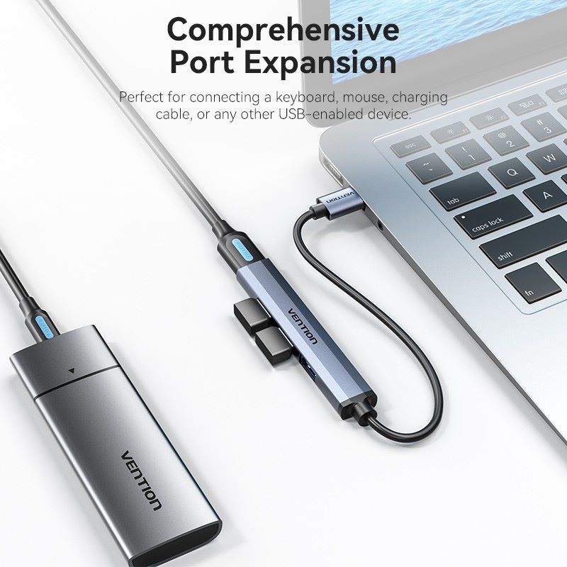 Vention - Mini HUB 0.15M USB 3.0 to USB 3.0/USB 2.0*3 Gray CKOHB Port Hub  