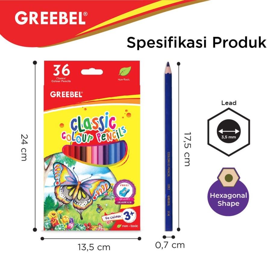 Pensil Warna Greebel 7036 CC Isi 36 Warna Classic Color / Color Pencil
