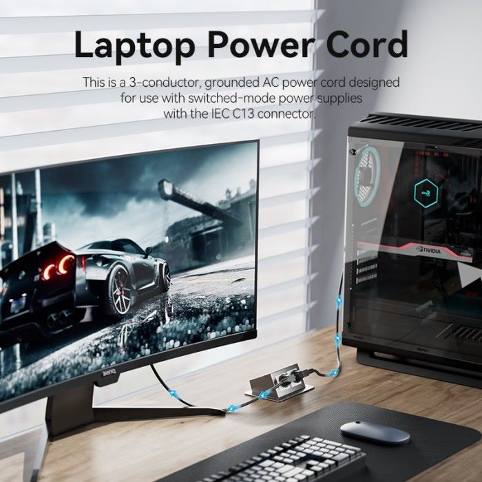 Vention - Power Cord 3-Prong 1.8M C13 Connector EU Plug ZCGBAC  