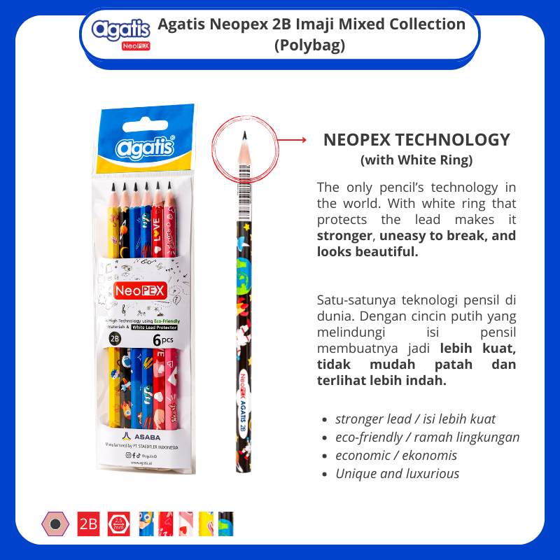 Pensil / Agatis Neopex Graphite Pensil Set isi 6 GNH-2BWM-6001  