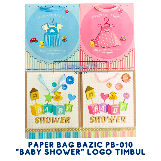 Paper Bag Baby Shower Bazic PB-010 Logo Timbul / Tas Kertas Shopping Bag / Goodie Bag