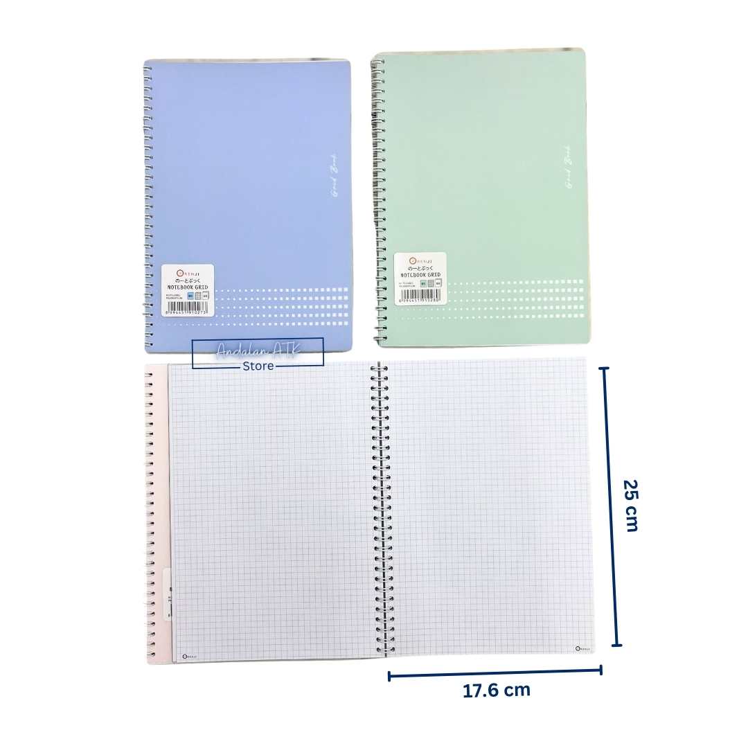 Notebook Orenji Buku Agenda B5 Grid Pastel 60 Lembar / Buku Catatan Kotak-kotak  