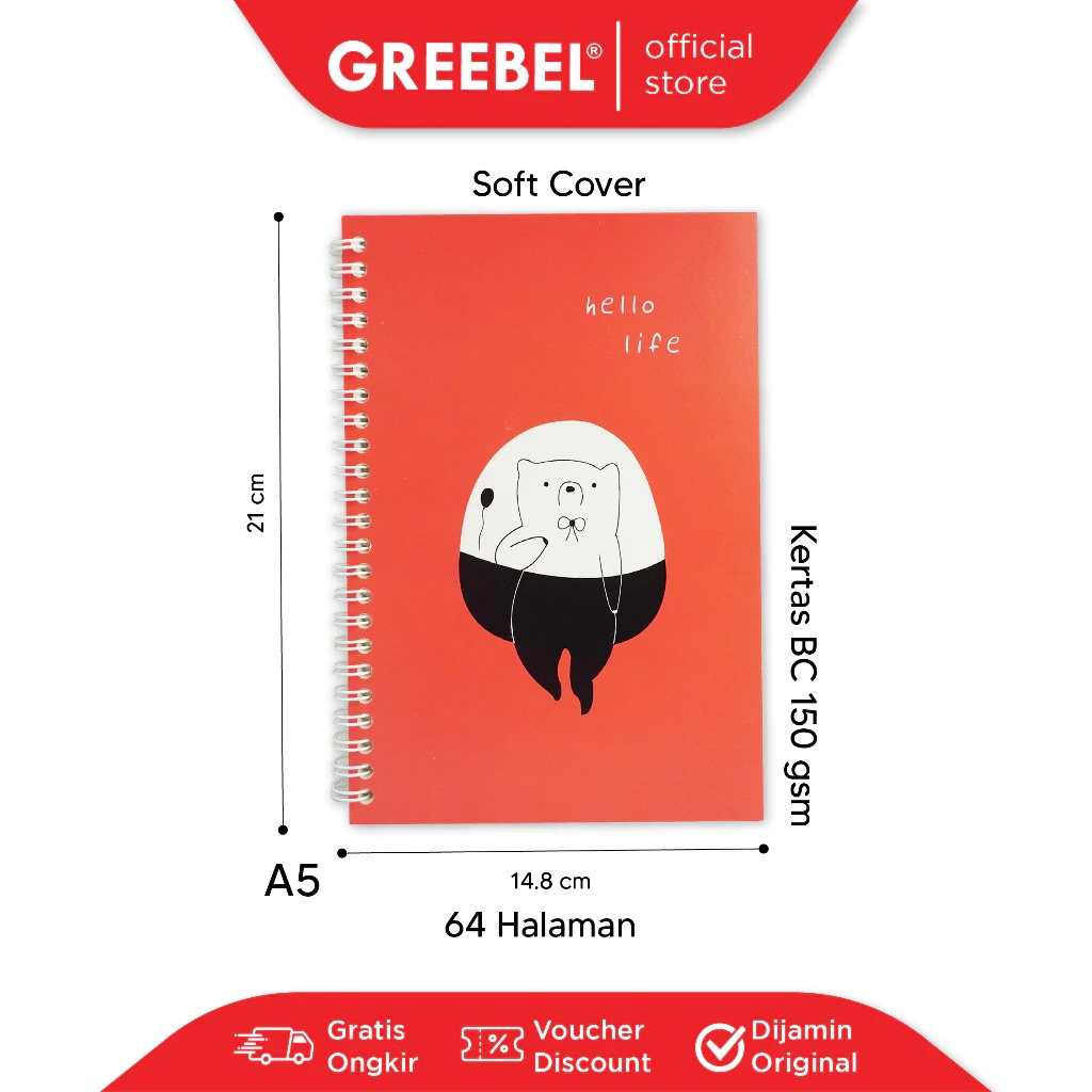 Greebel Ring Book 8064 A5C 27 Ukuran A5 / Buku Agenda Notebook / Buku Catatan  