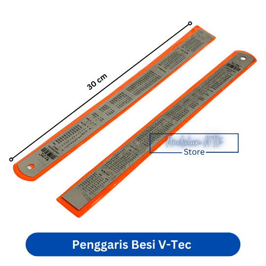 Penggaris Besi Panjang 30 cm VTEC / Penggaris Stainless V-TEC  