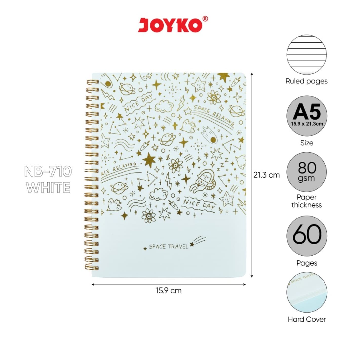 Joyko Notebook A5 Diary Agenda Buku Catatan Bergaris NB-710 Space Travel [60 Lembar]  