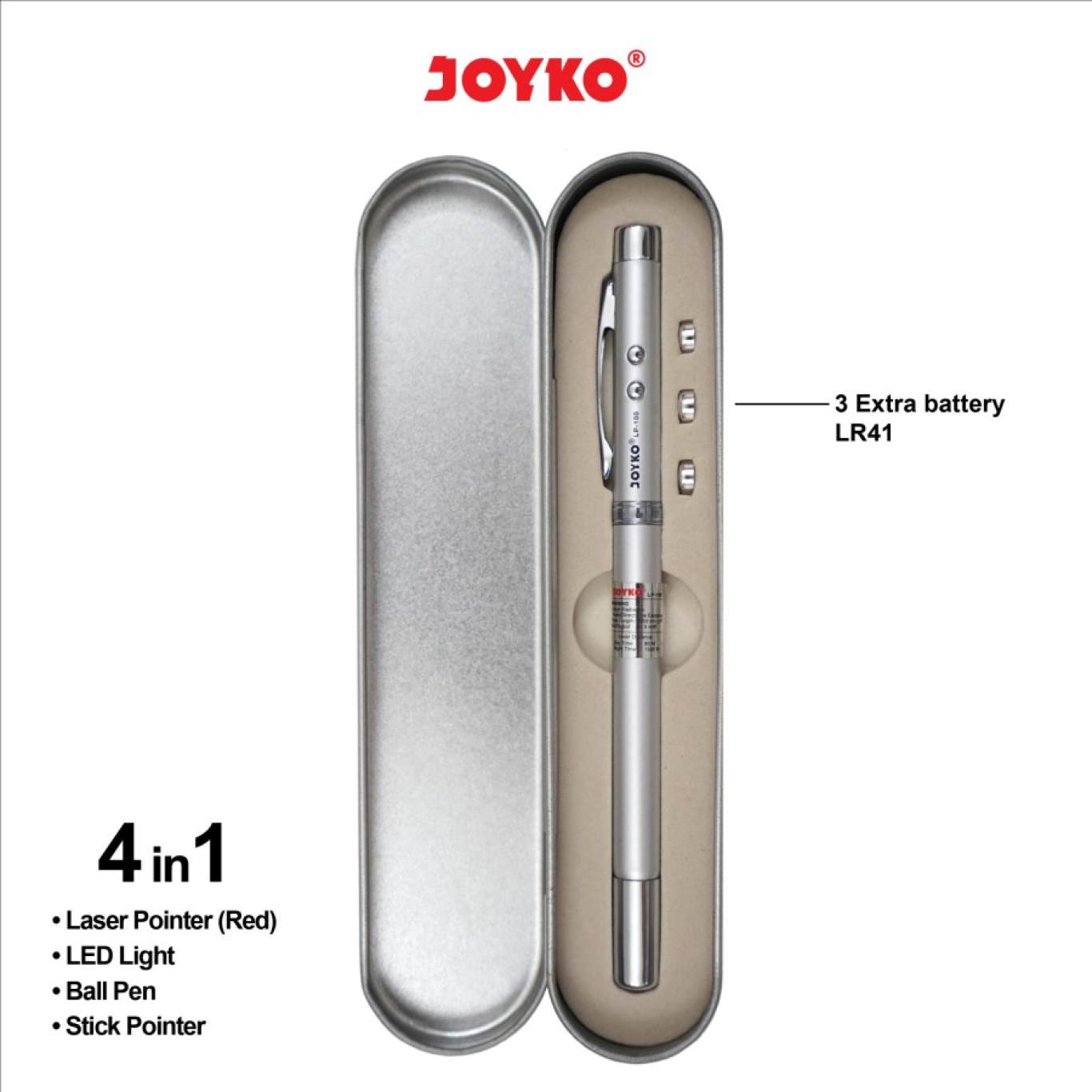 Laser Pointer Joyko LP-100 / Penunjuk Laser 4 In 1 / Senter
