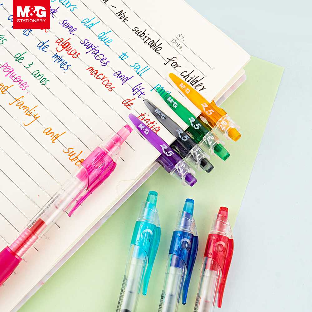 Pulpen / Ballpen Gel Pen M&G Retractable Comfort Grip 0.7 mm 8 Warna AGP12371