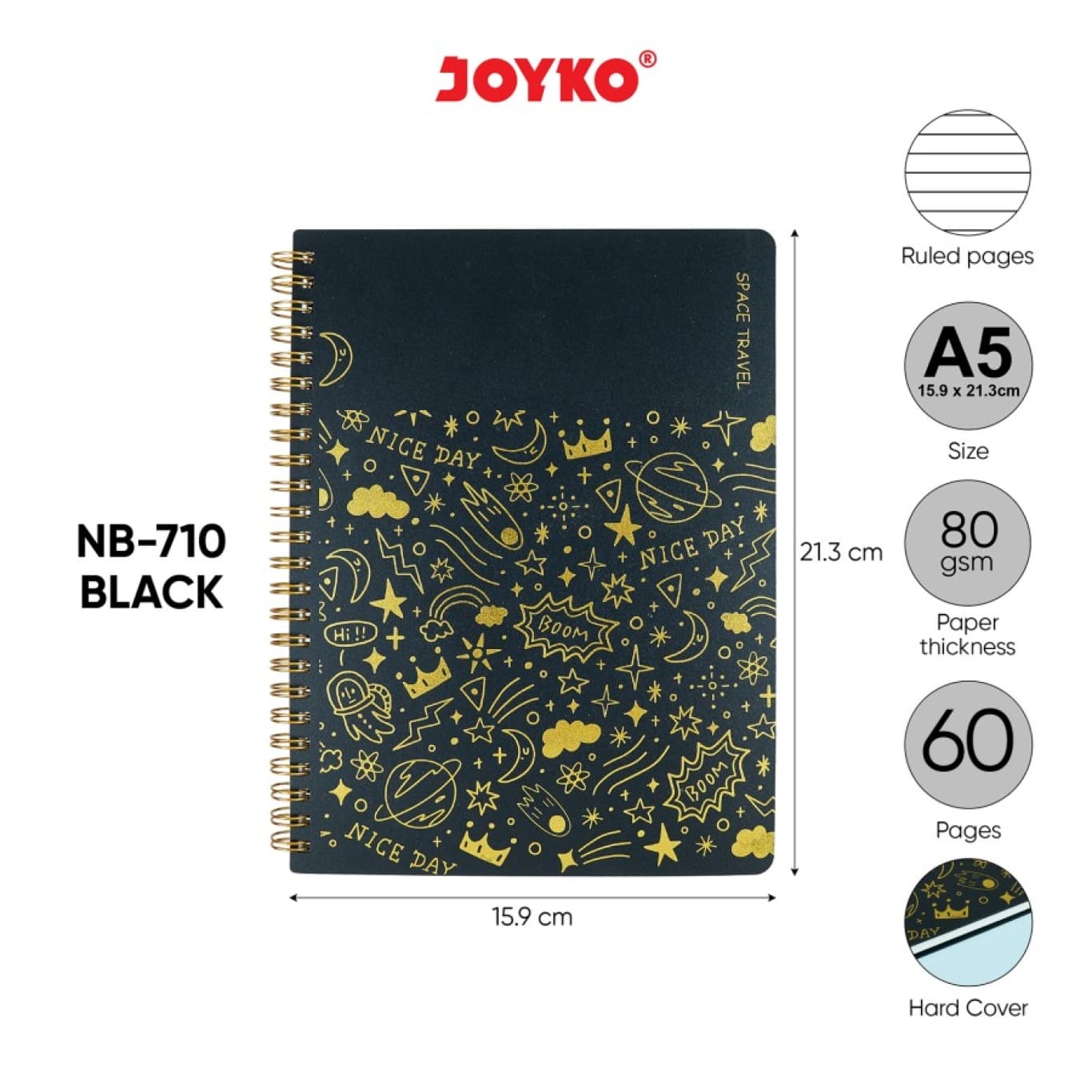 Joyko Notebook A5 Diary Agenda Buku Catatan Bergaris NB-710 Space Travel [60 Lembar]  