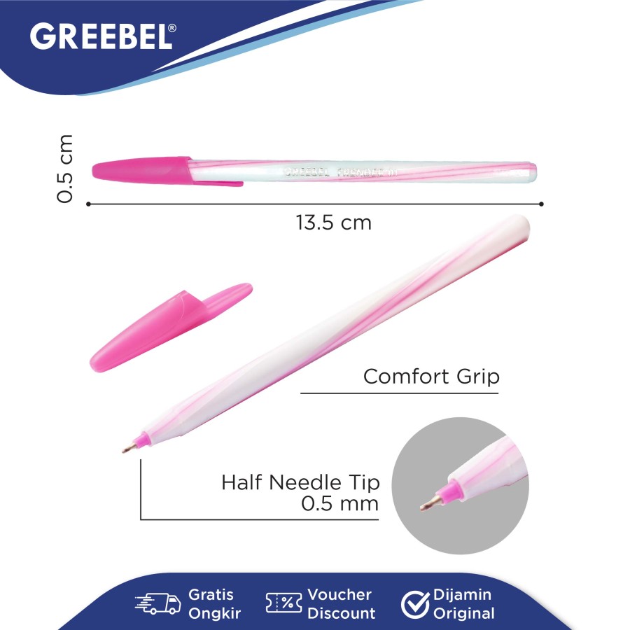 Pulpen Greebel / Greebel Ballpen Trendee - 01 0.5MM Hitam / Ballpoint  