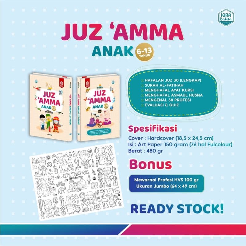 Buku Juz Amma Anak Umur 6-13 Tahun / Iqra Balita / Boardbook  