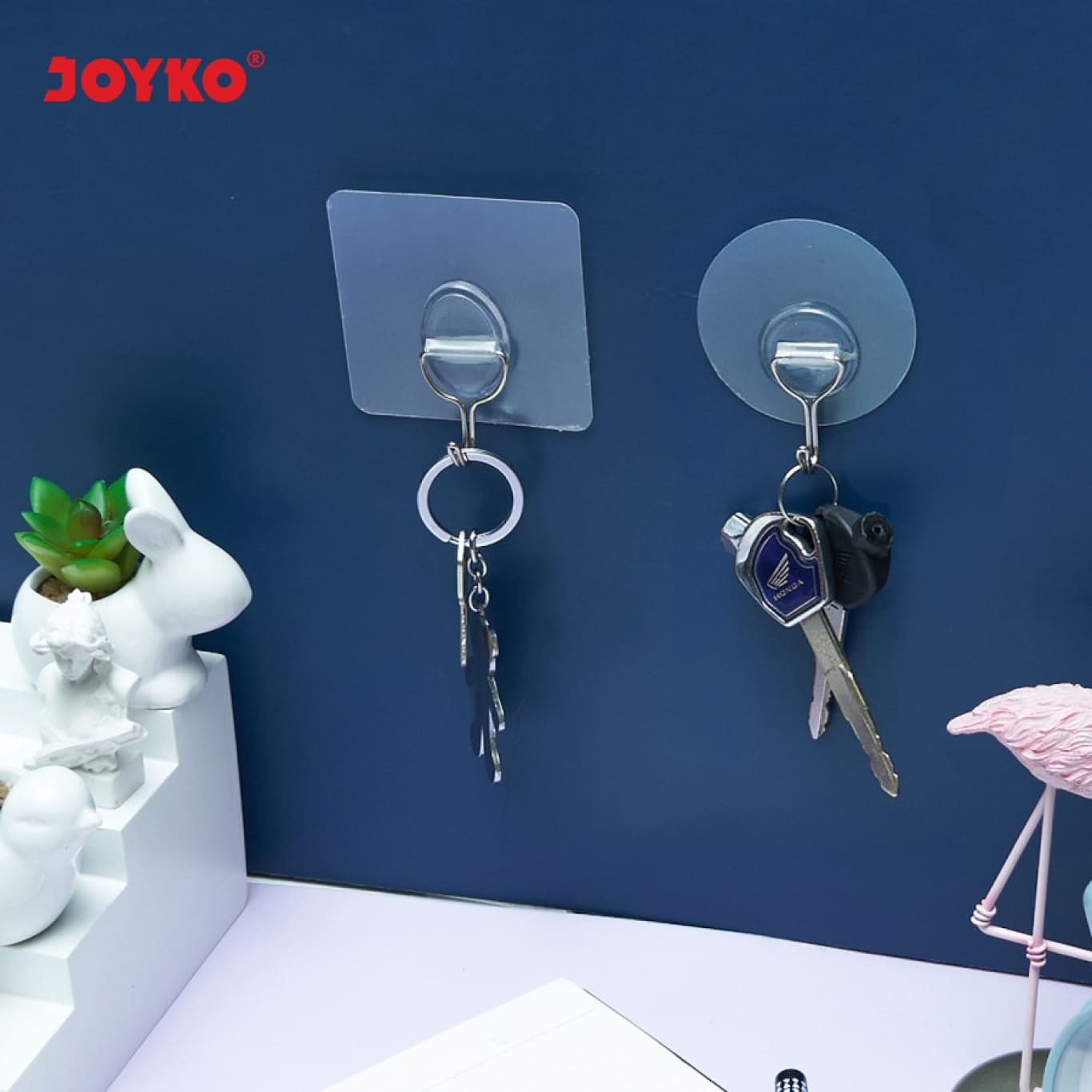 Gantungan Tempel Adhesive Hook Dinding Perekat Joyko ADHK-3120 Kotak [SET ISI 2]  
