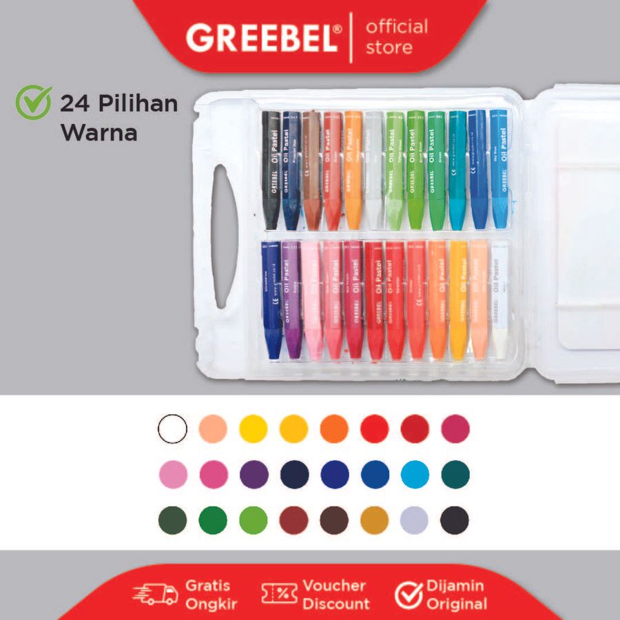 Greebel Oil Pastel PP-24C 24 Warna / Crayon / Krayon Greebel