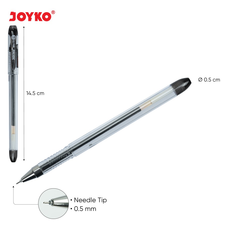 Pulpen / Ballpen Gel Joyko GP-243 Ukuran 0.5mm Warna Hitam  
