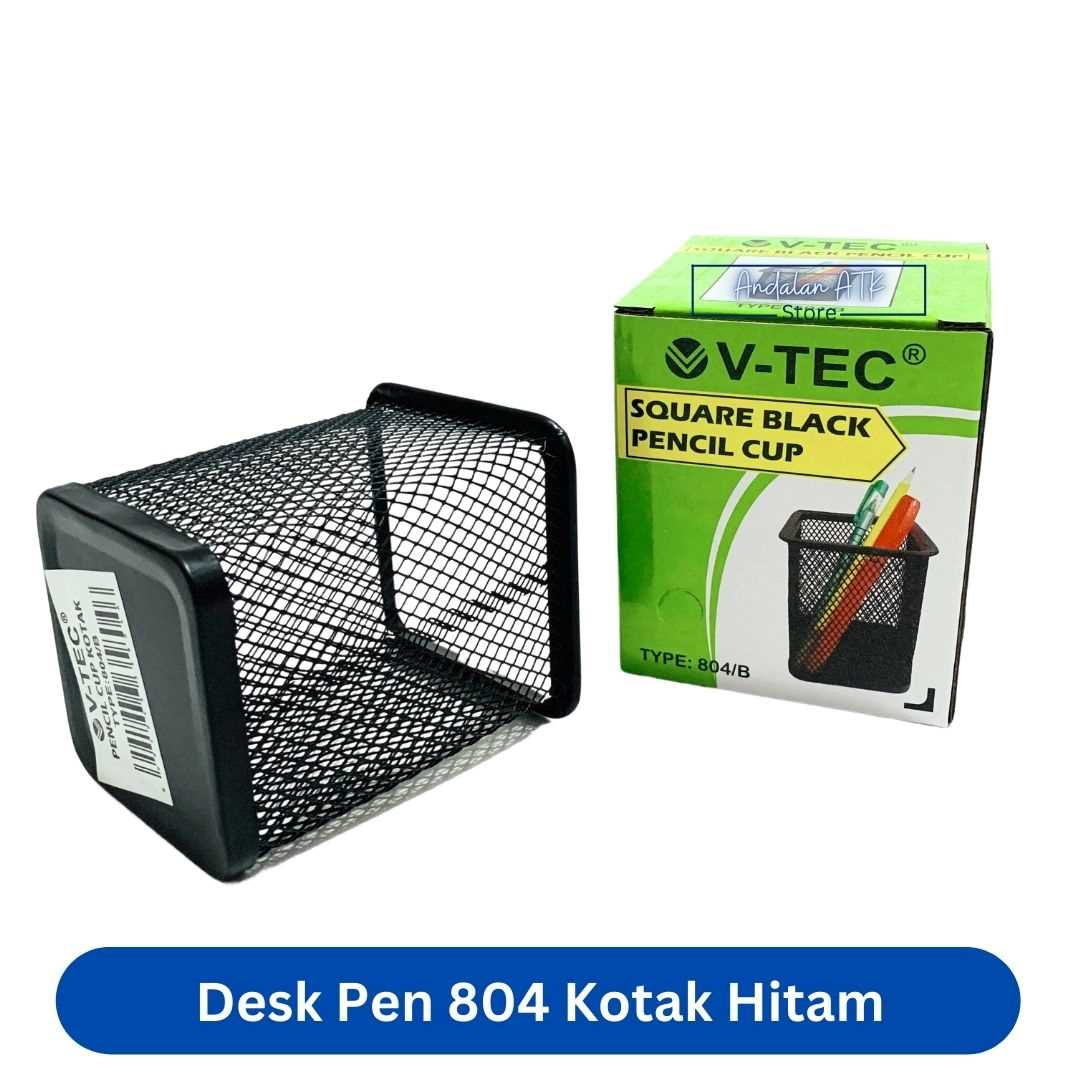 Desk Pen Organizer Kotak Hitam 804 / Tempat Pensil Meja Besi Jaring