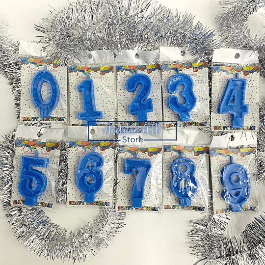 Lilin Ulang Tahun / Lilin Angka 0-9 Warna Biru  